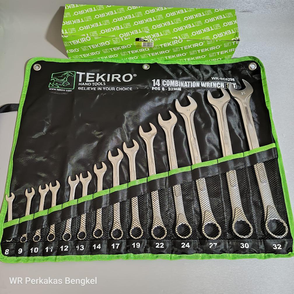 READY TEKIRO Kunci Ring Pas 14 pcs 8-32 mm - Kunci Ring Pas 1 Set Lengkap Tekiro Original