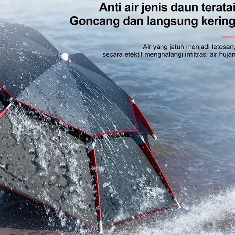 An85 E.Home Payung Jumbo 260Cm Serbaguna - Payung Pancing Anti Badai + Golf, Rangka Fiber Kuat, Otom