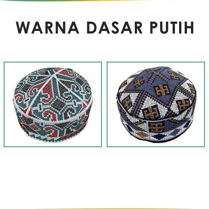 GROSIR (10 Pcs) Peci PAKISTAN Motif Ovais Cap Bordir Kopiah Haji Sholat Santri Pria Dewasa Anak Laki