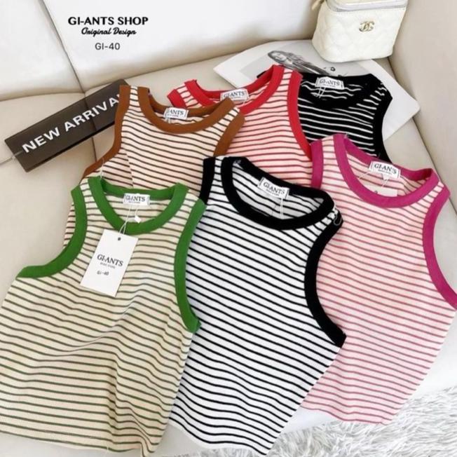 Giants Tanktop Garis Basic Wanita Katun Korean 005