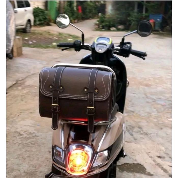 Back Rack Sandaran Belakang Plus Bantalan & Tas Motor Honda Scoopy & Genio Original Dan Terpercaya