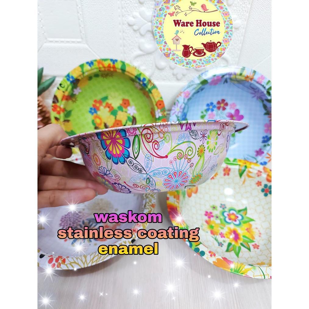 Waskom/Mangkok Seng Full Print 18Cm/20Cm/22Cm /Kobokan Seng/Waskom Enamel Dec Print