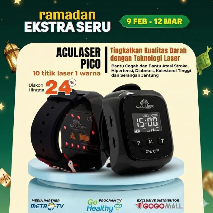 ACULASER PICO JAM TERAPI LASER KESEHATAN BANTU ATASI HIPERTENSI DIABETES STROKE & KOLESTEROL ORIGINA