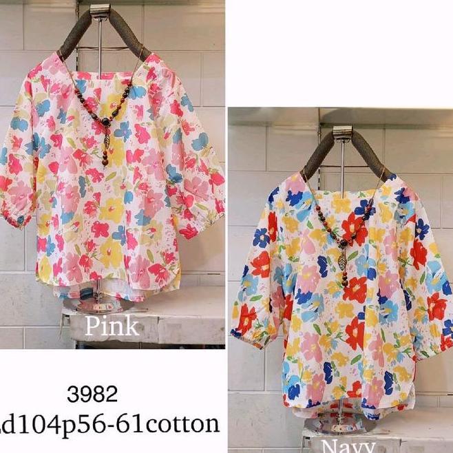 Atasan Wanita Blouse Katun Atasan Wanita Blouse Katun 3982 Import Bunga