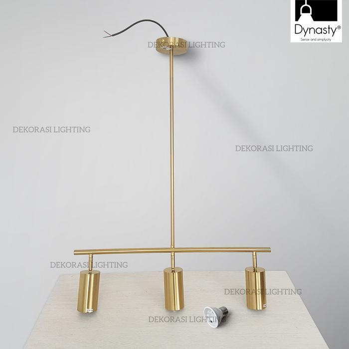 Lampu gantung sorot panjang 60cm gold 3L spotlight meja mini bar