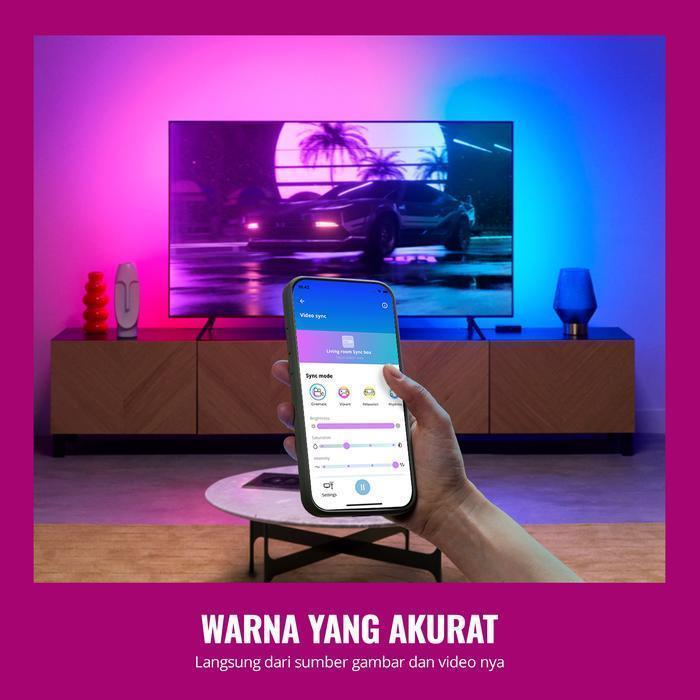 Bundling WIZ 1 - WiZ TV Sync Lights 55- 65 & WiZ Lampu Smart LED 8,5W RGB FREE WiZ Gradient Light Ba