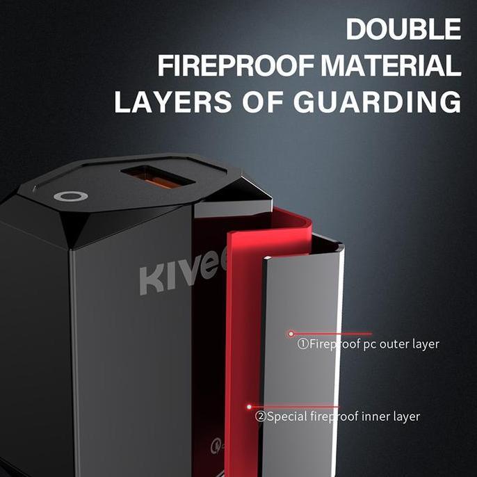 Wall charger KIVEE QC3.0 + PD 18W fast charger light display 5V/3A