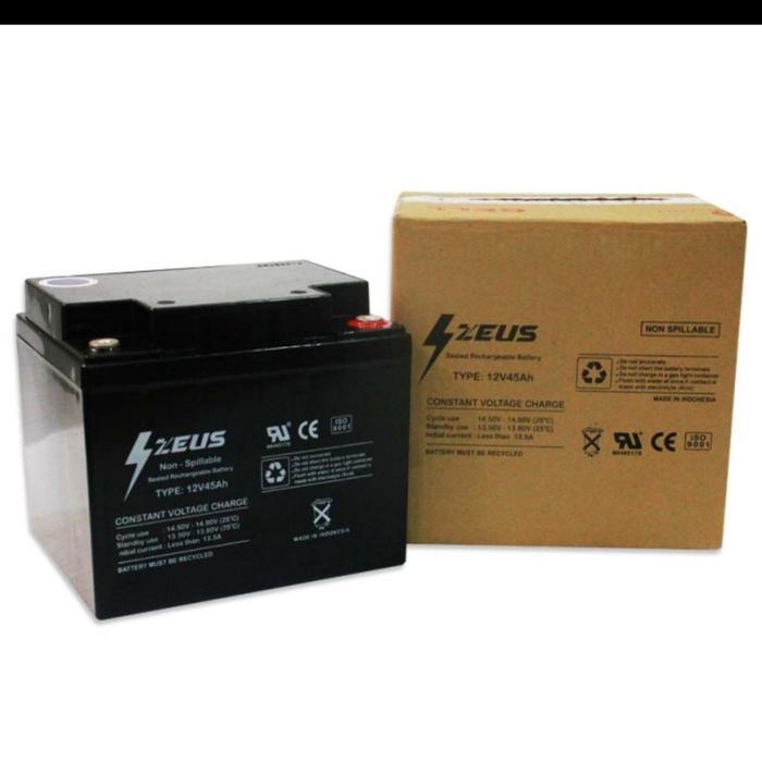 Aki Baterai UPS Solar Panel Vrla Gel 12v 45ah Zeus Vrla