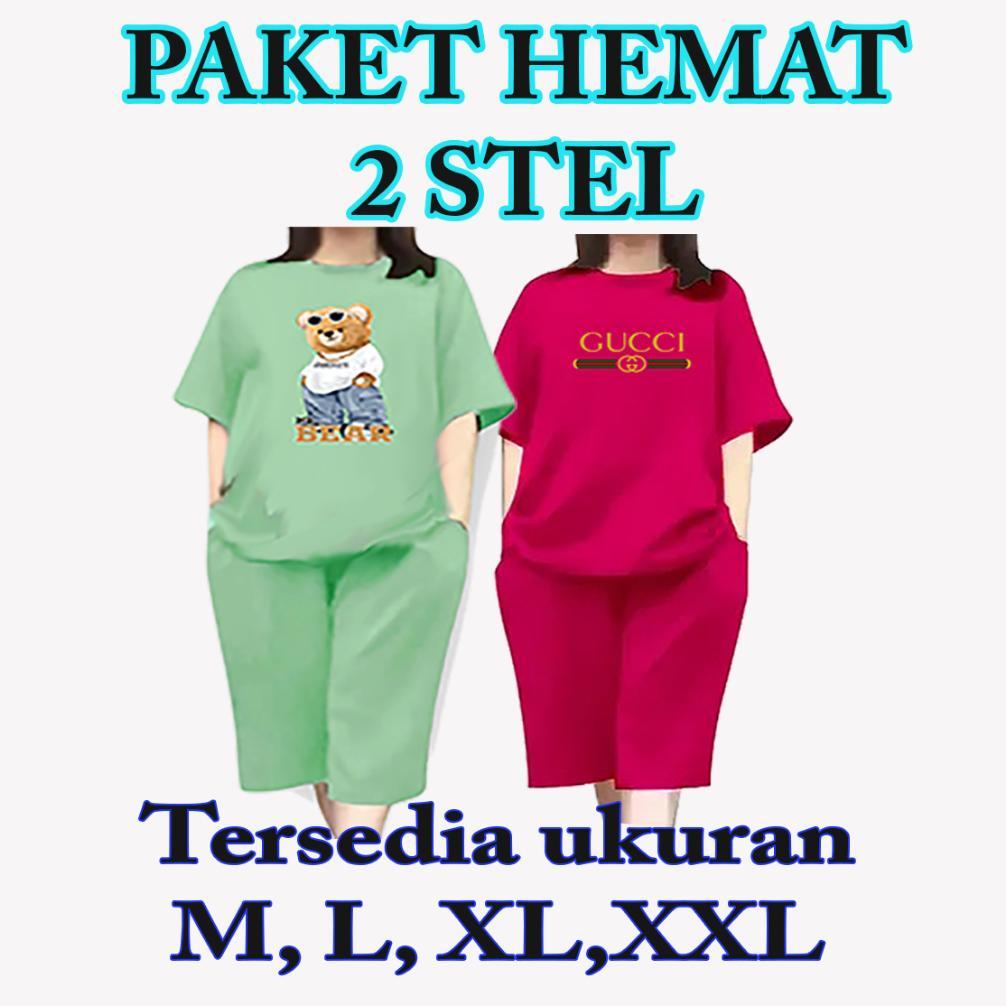 hot deals setelan baju santai tidur + celana kulot dewasa