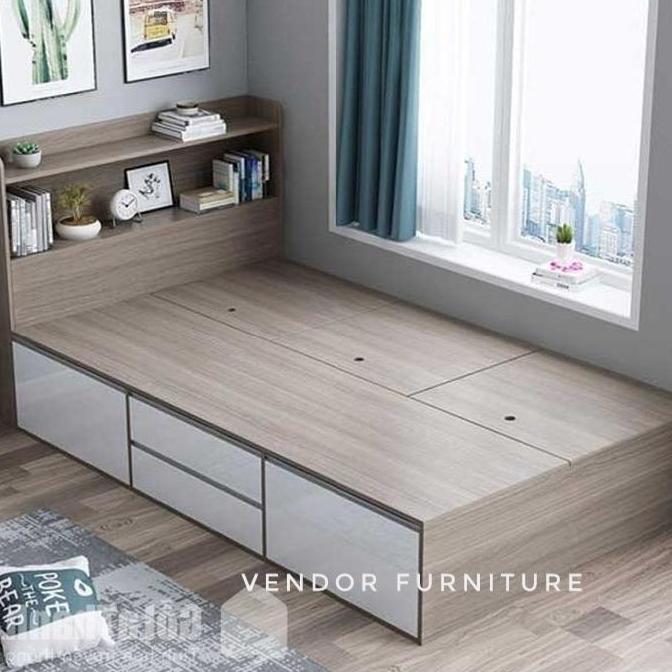 Terlaris Dipan Minimalis Hpl Interior Home Furniture Tempat Tidur Plywood Hpl