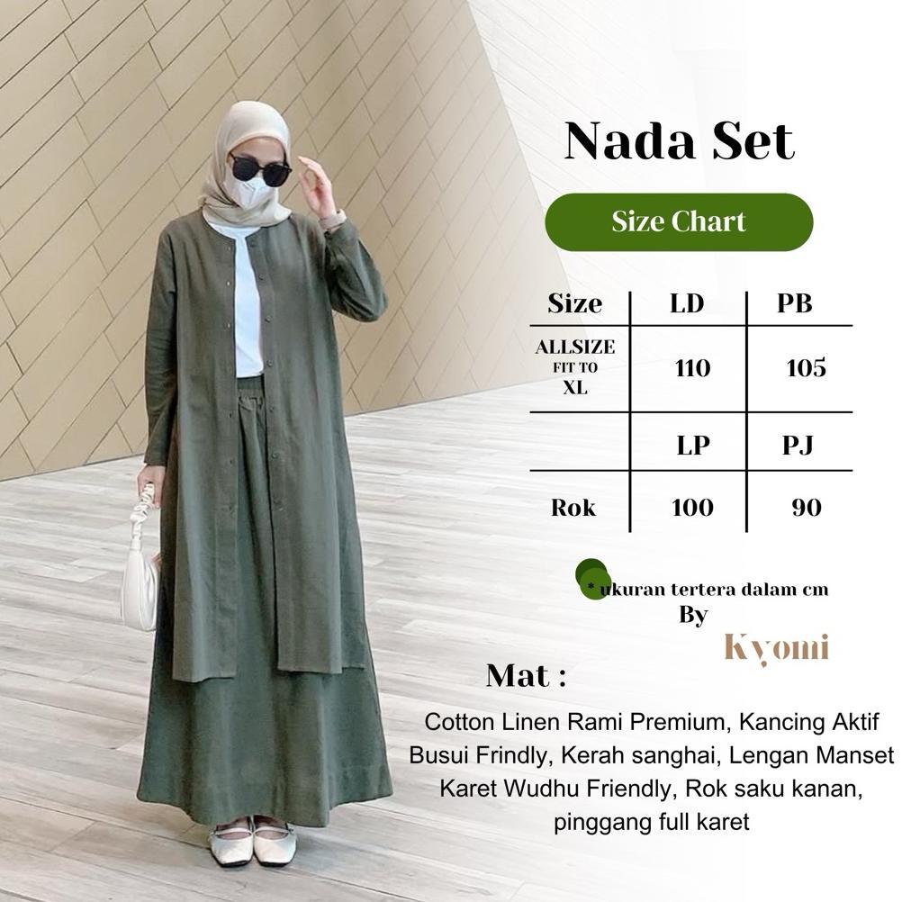 Ready Stock Nada Set Rok Bahan Linen Rami Premium By Kyomi-One Set Rok Tunik Syari Muslimah Terbaru 