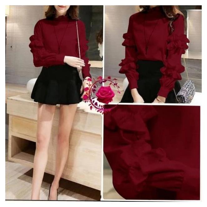 Baju Atasan Remaja Baju Atasan Remaja Blouse Savita Maroon Korean Style