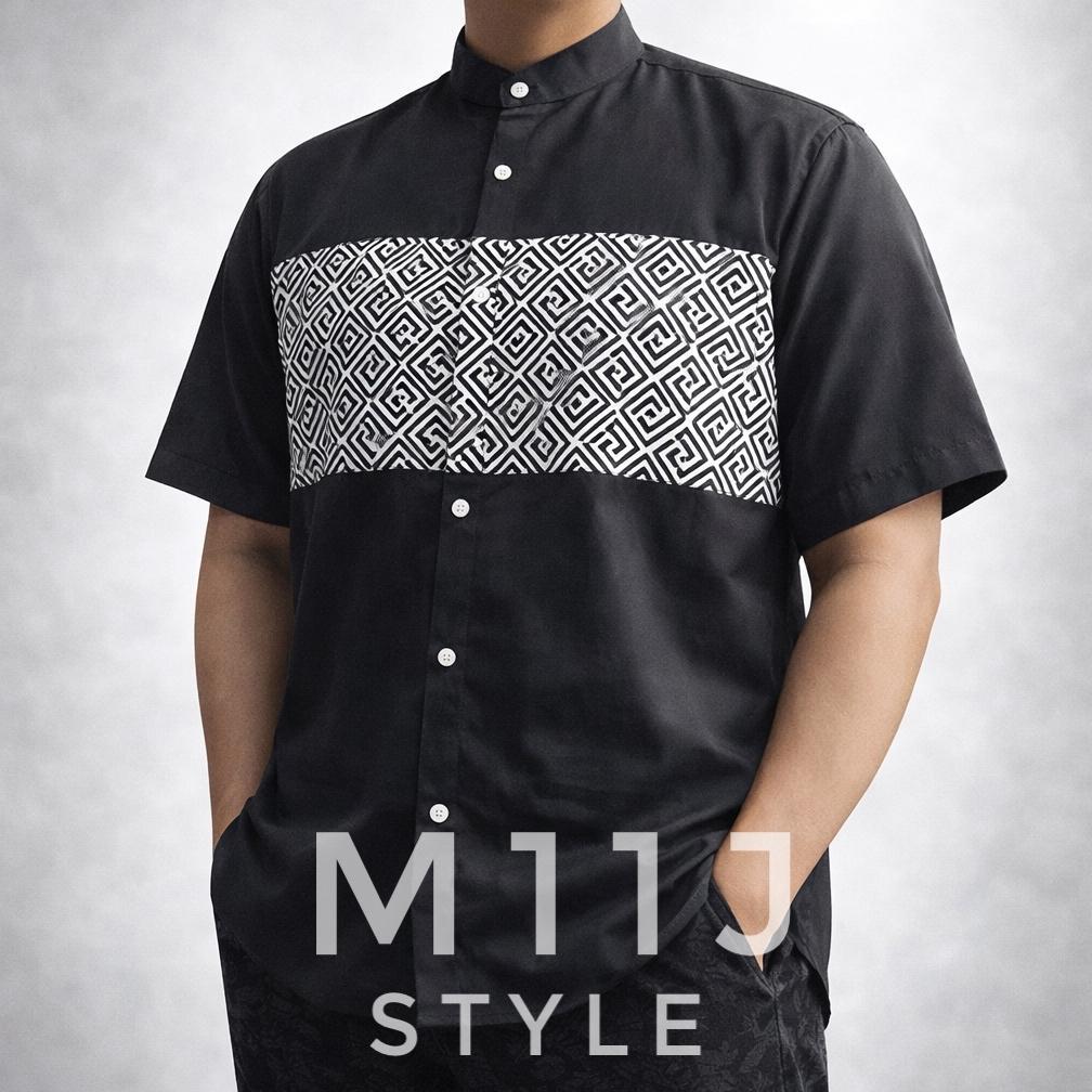 Super Deal Baju Koko Pria Lengan Pendek Polos Variasi Motif Ukuran M L Xl Xxl Hitam Putih Maroon Nav