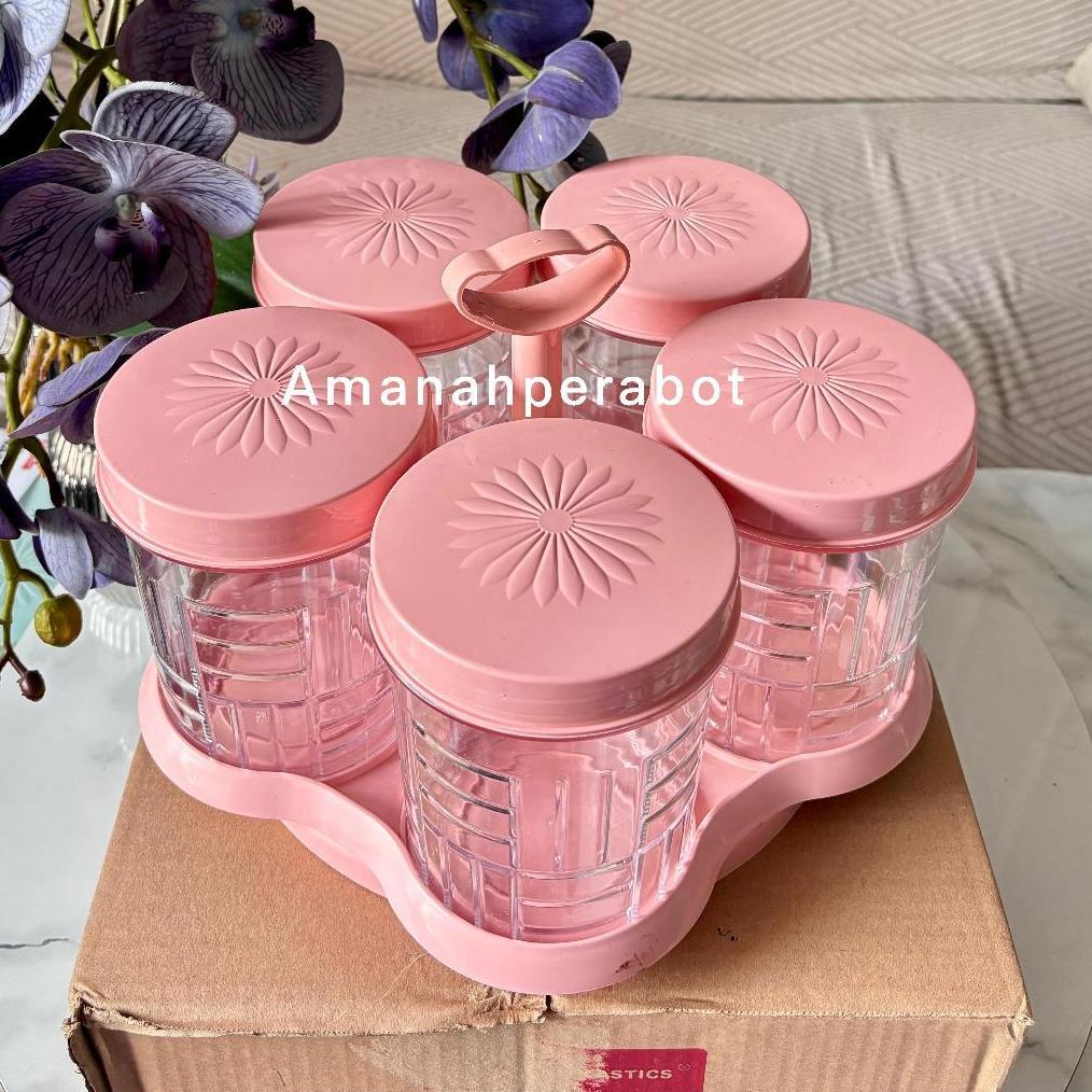 ZARELL SET TOPLES + NAMPAN ROTARY GARASU 5 TOPLES KUE 1LITER TOPLES AKRILIK CLIOPLAST MURAH