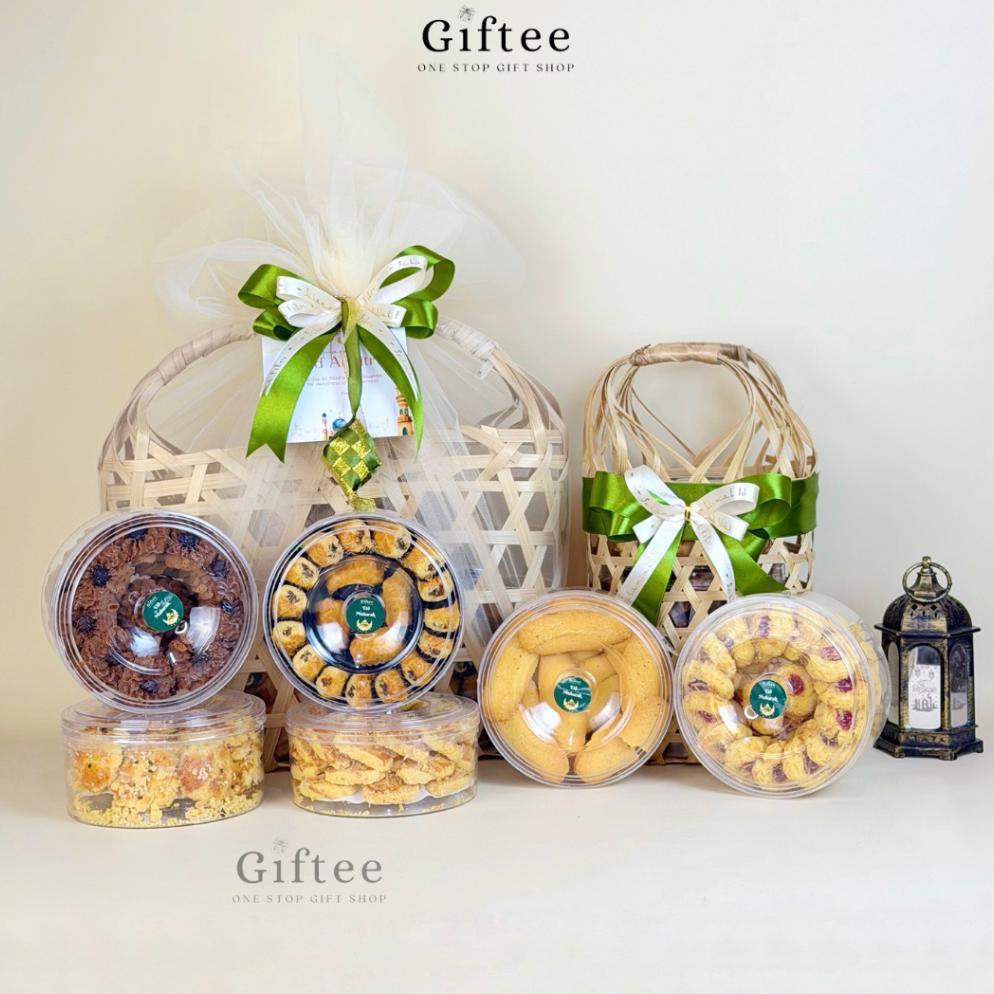 YANDIRUST HAMPERS LEBARAN CAIRO PARCEL SET KUE KERING KERANJANG COOKIES TAS ANYAMAN BAMBU ROTAN KADO