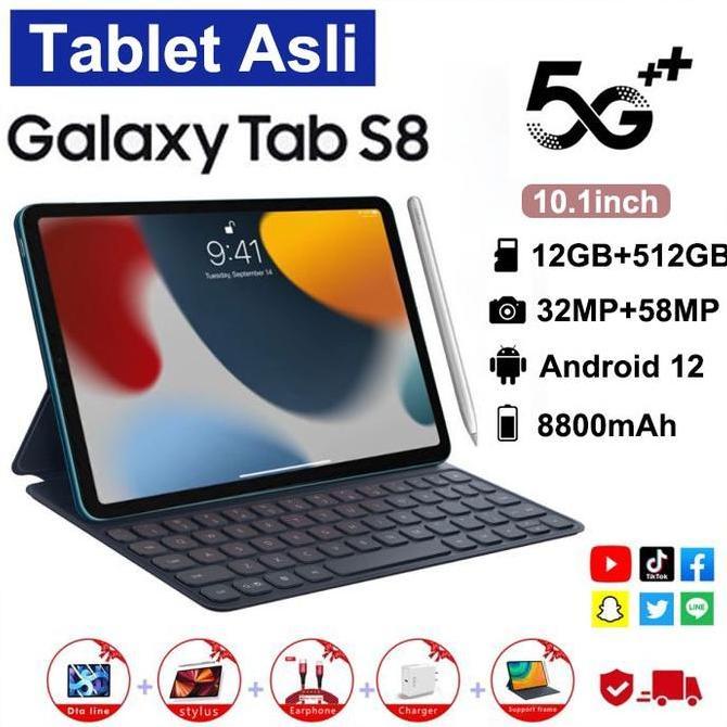 Tablet PC Asli Baru Galaxy Tab S8 S8+ 12GB + 512GB Tablet