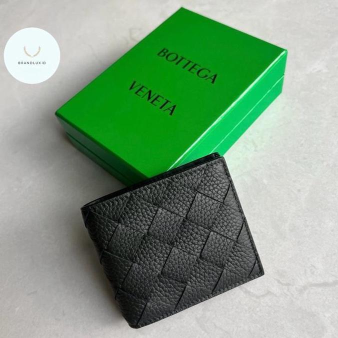 Bottega veneta intrecciato bifold wallet in dark green 8cc+2bill compartments