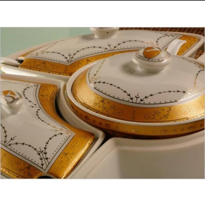 Vicenza small prasmanan set b - 472 wadah saji penghangat makanan motif padi