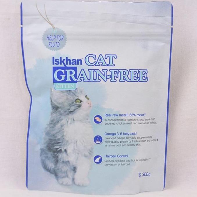 iskhan makanan kucing cat food grain free kitten 300g