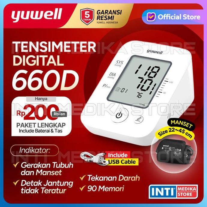 YUWELL - TENSIMETER DIGITAL YE 660D | TENSI PENGUKUR TEKANAN DARAH ORIGINAL DAN TERPERCAYA