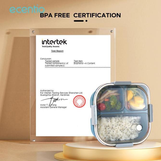 ecentio kotak makan 1.1L lunch box&tas bekal set anti bocor BPA free