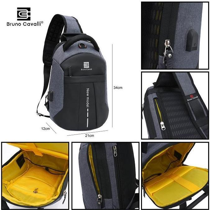 SUPER DEAL - Bruno Cavalli Tas Selempang Pria Black Box Mark III Design Anti Maling & Water Proof 36
