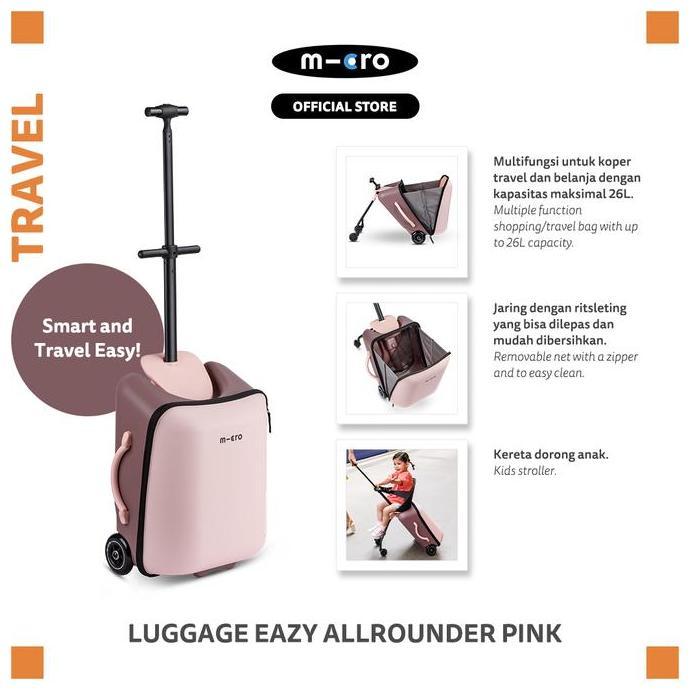 Micro Luggage Eazy All Rounder Pink and Blue - Koper Multifungsi Travelling & Belanja dengan Anak Wa