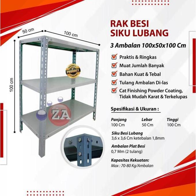 Rak Besi Siku Lubang 3 Susun Meja Rak Aquarium ( 100 X 50 X 100Cm ) Baru