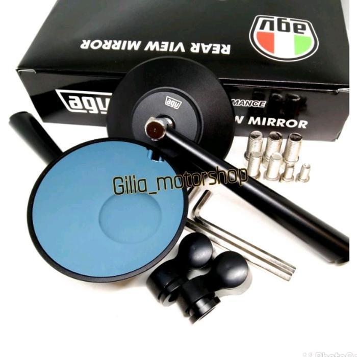Spion Bulat Agv Original Retro Classic Mirror Blue Spion Jokowi Universal Motor Variasi Motor Nmax A