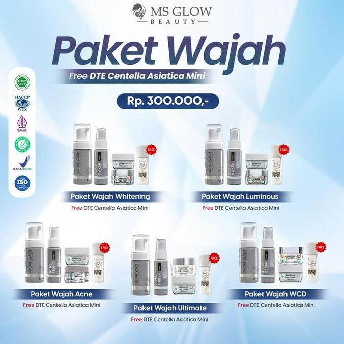 Ms Glow Paket Whitening Skincare Wajah Glowing Putih Cepat Bpom