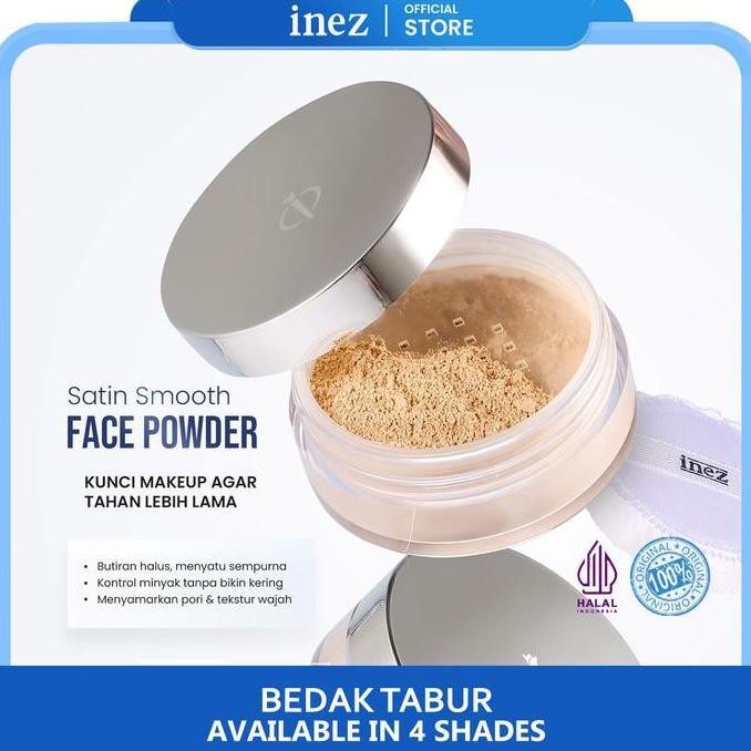 INEZ Bedak Tabur Satin Smooth F Powder Inez Cosmetics Wajah Lightening Loose Powder Kosmetik