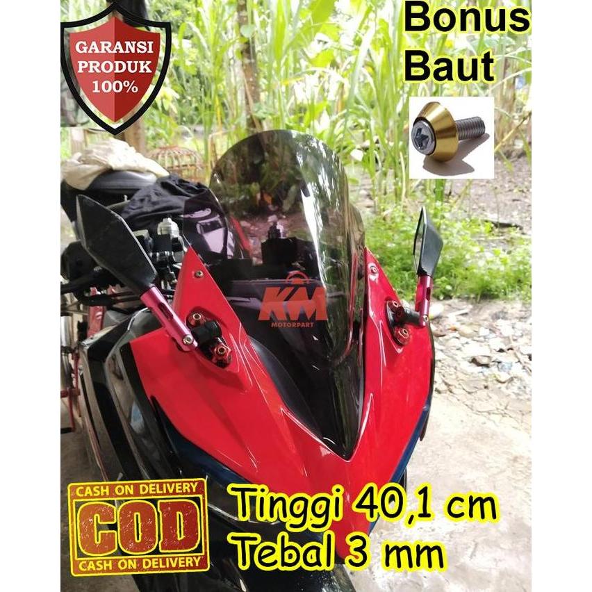 Promo Visor Windshield Jenong Cbr 150r New 2019 Facelift Tinggi 40cm Tebal 3mm Hitam dan Bening Disk