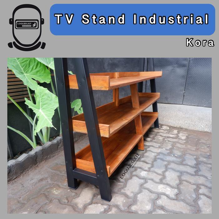 Kora TV Stand Table / Meja Rak TV /Meja Serbaguna Kayu Besi Industrial