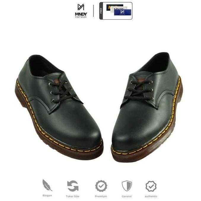 MNDY Official - Alden Black - Sepatu Pantofel Docmart Hitam Pria Boots Merah Shoes  Kerja