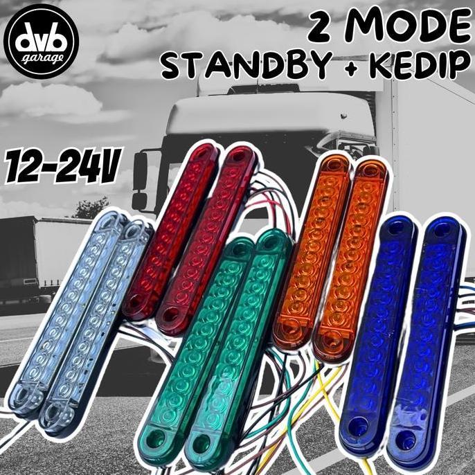 (2 PCS) LAMPU LED STANDBY + KEDIP 12SMD REM BAK SAMPING 12-24V TRUK BOX MOBIL BUS UNIVERSAL