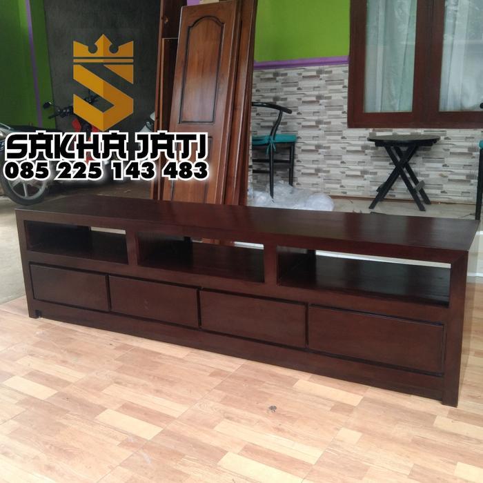 Meja tv bufet tivi minimalis kayu jati ukuran 2 meter