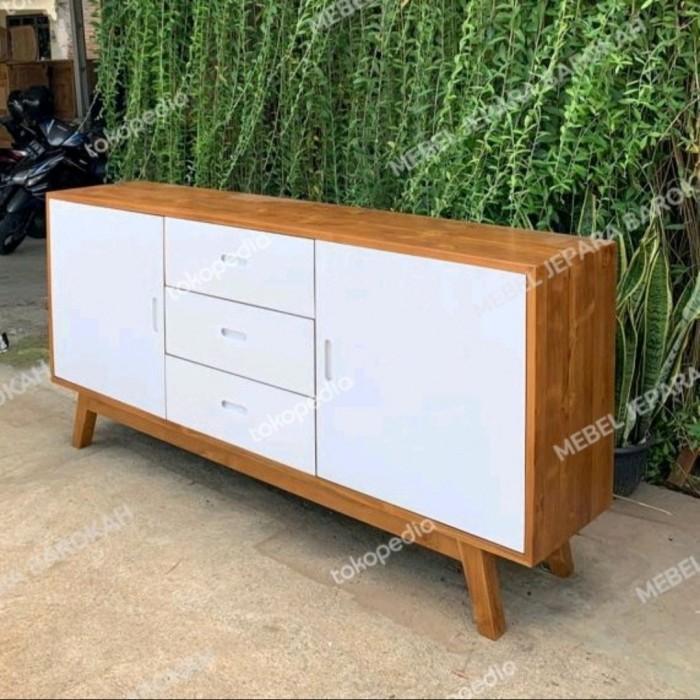 Meja Bufet Tv Credenza Minimalis Cantik Kayu Jati Panjang 120cm