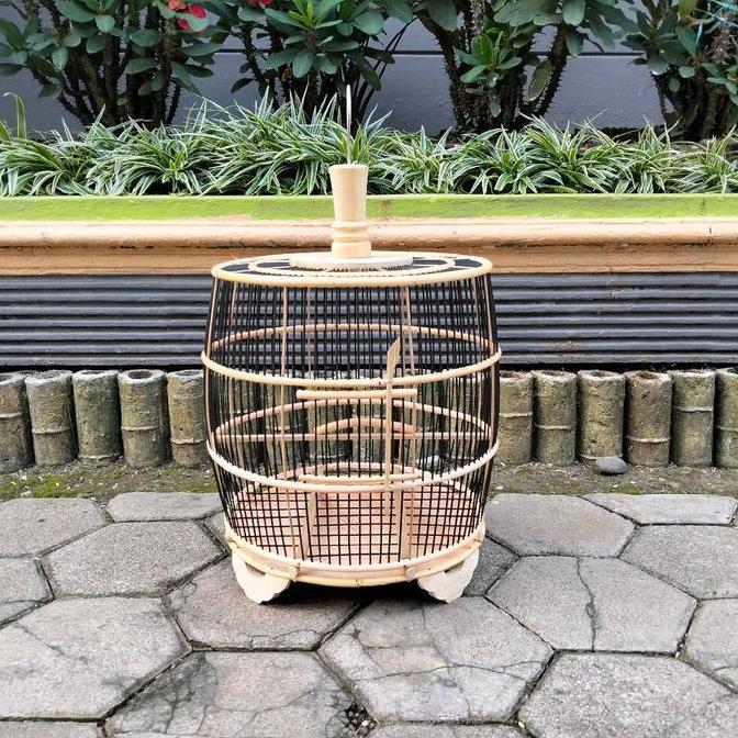 PROMO DISKON - Sangkar Burung Perkutut Minion Bahan Rotan Model Kendang Ambrukan