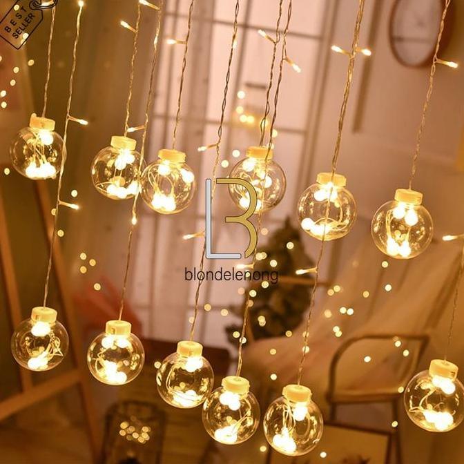 Lampu Led Tirai Hias Dekorasi Gantung Ornamen Pohon Natal Warna Warni