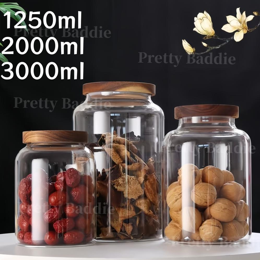 Botol kaca tertutup Botol penyimpanan makanan Botol display Kapasitas besar: 1250ml/2000ml/3000ml.