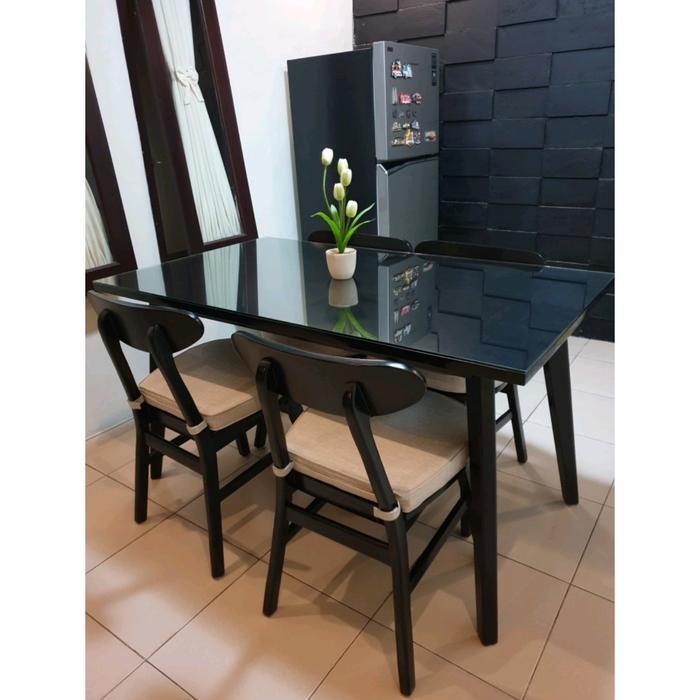 Kursi Makan kayu minimalis | Meja Makan kayu Warna Hitam