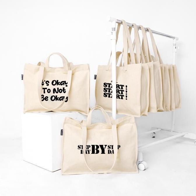 Pamole Tas Tote Bag Wanita Kekinian Bahan Kanvas - Sawa Series