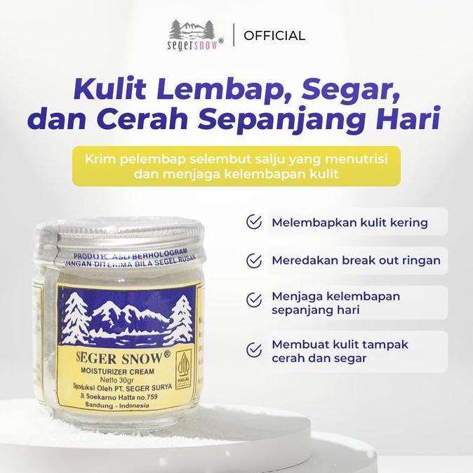 SUPER DEAL - Seger Snow Moisturizer Cream Paket 6pcs x 30gr Kemasan Botol Kaca Perawatan Wajah Krim 