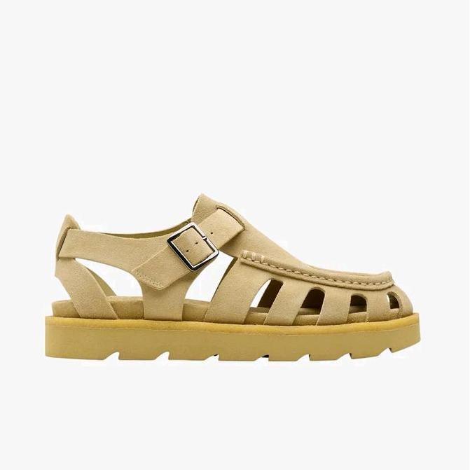 Ready CLARKS Meare Buckle Dark Maple Original Sepatu Sandal Pria Suede