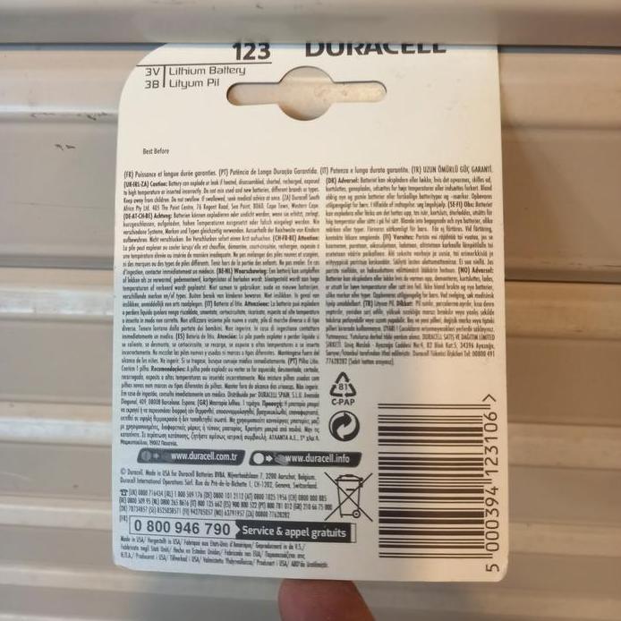 Baterai Duracell Cr123 3v Lithium - Duracell Battery Cr-123 3Volt Lihium - Batere Duracel murah