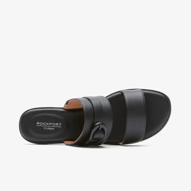 Ready Rockport Women's Yara Buckle Slide Original Sandal Wanita - Black