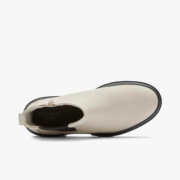 Ready ROCKPORT Ryleigh II Chelsea CHALK LTHR WP Original Boots Wanita-Ivory