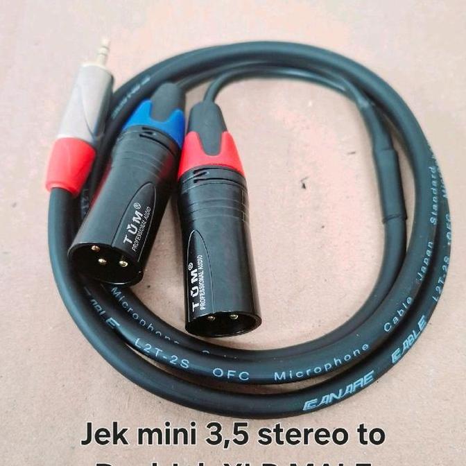 ZHAMBIRE Kabel Jek hp leptop ke mixer jek 3,5 stereo to Dual Jek xlr MALE TUM audio profesional