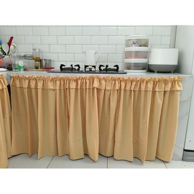 Ready Gorden Kolong Dapur Warna Kuning Polos Katun