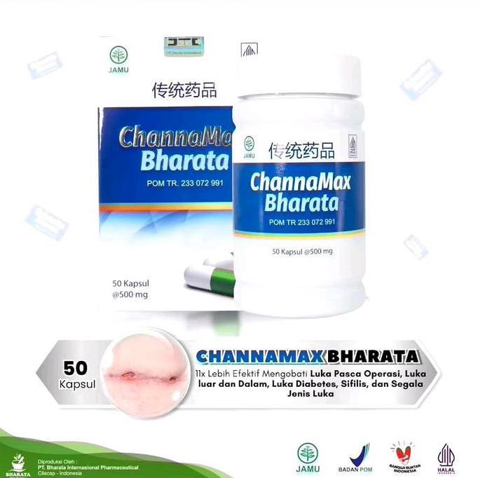Terlaris......... CHANNAMAX BHARATA Asli BPOM ( 50 Kapsul ) Obat Herbal Mengobati Luka Pasca Oprasi 